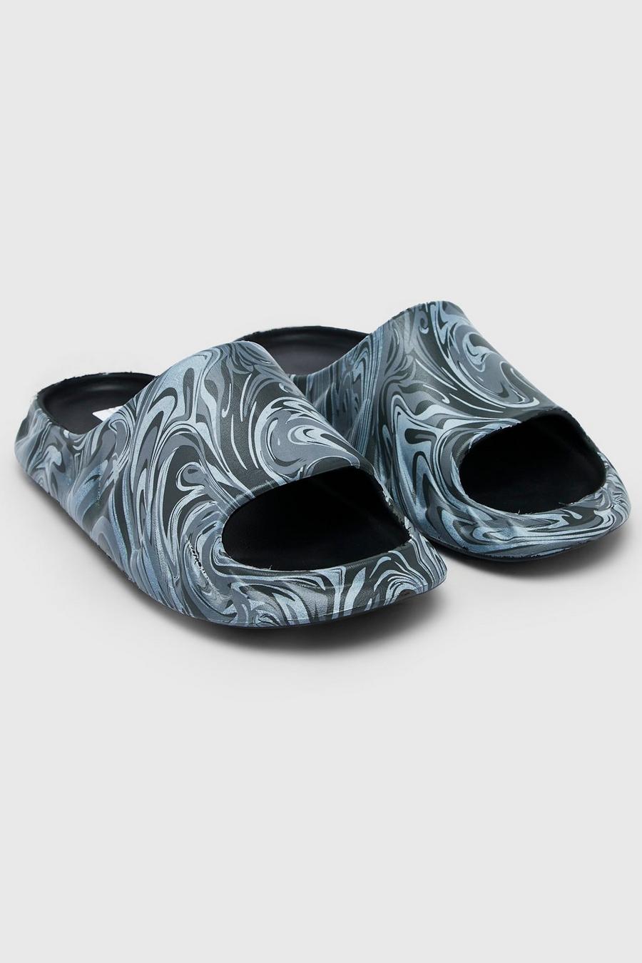  Sandalias con estampado efecto mármol, Charcoal grigio