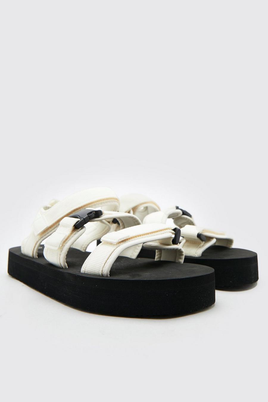 Sandalias de goma EVA con tira de velcro, Ecru bianco image number 1