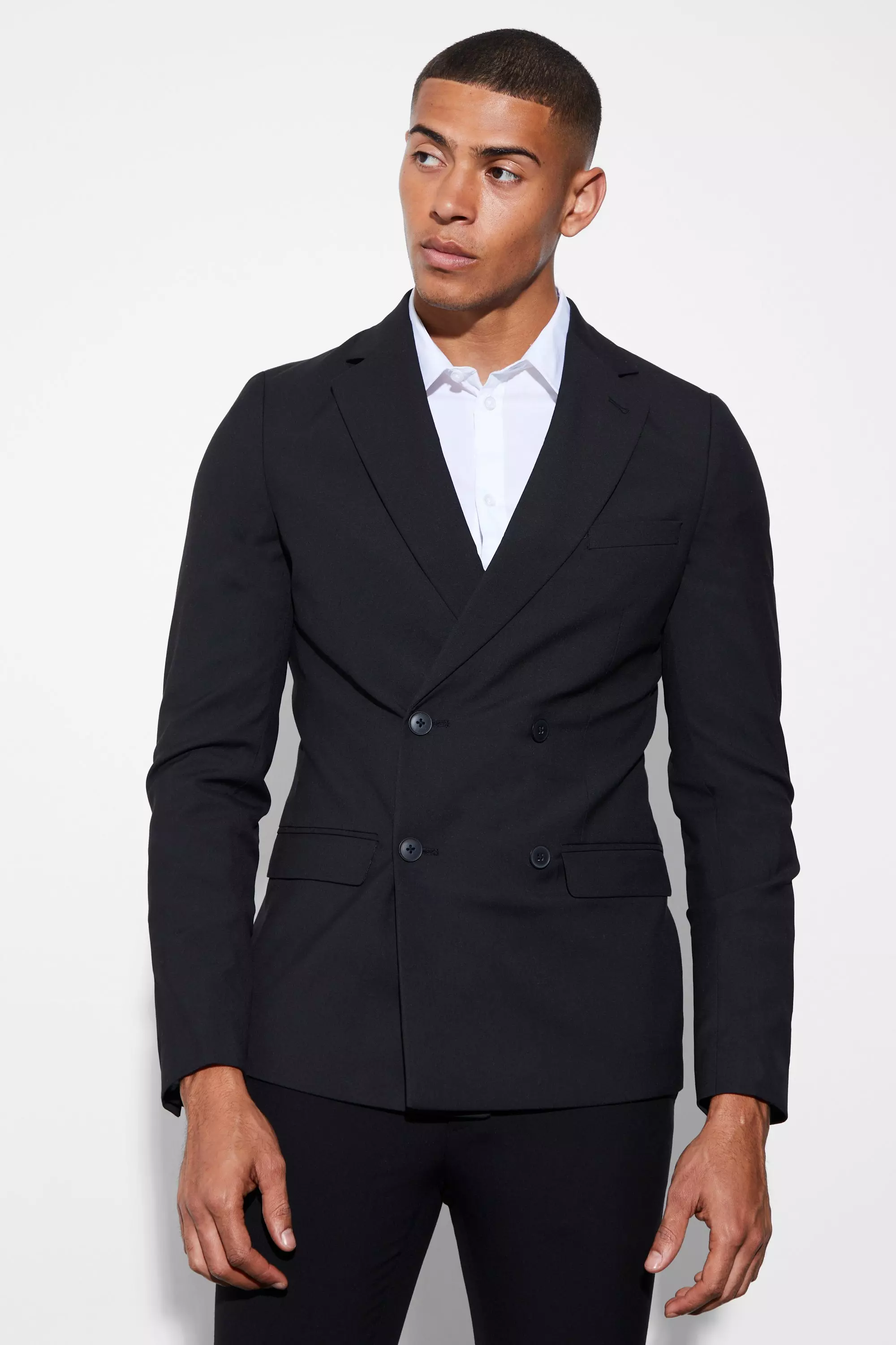 Mens black outlet double breasted blazer