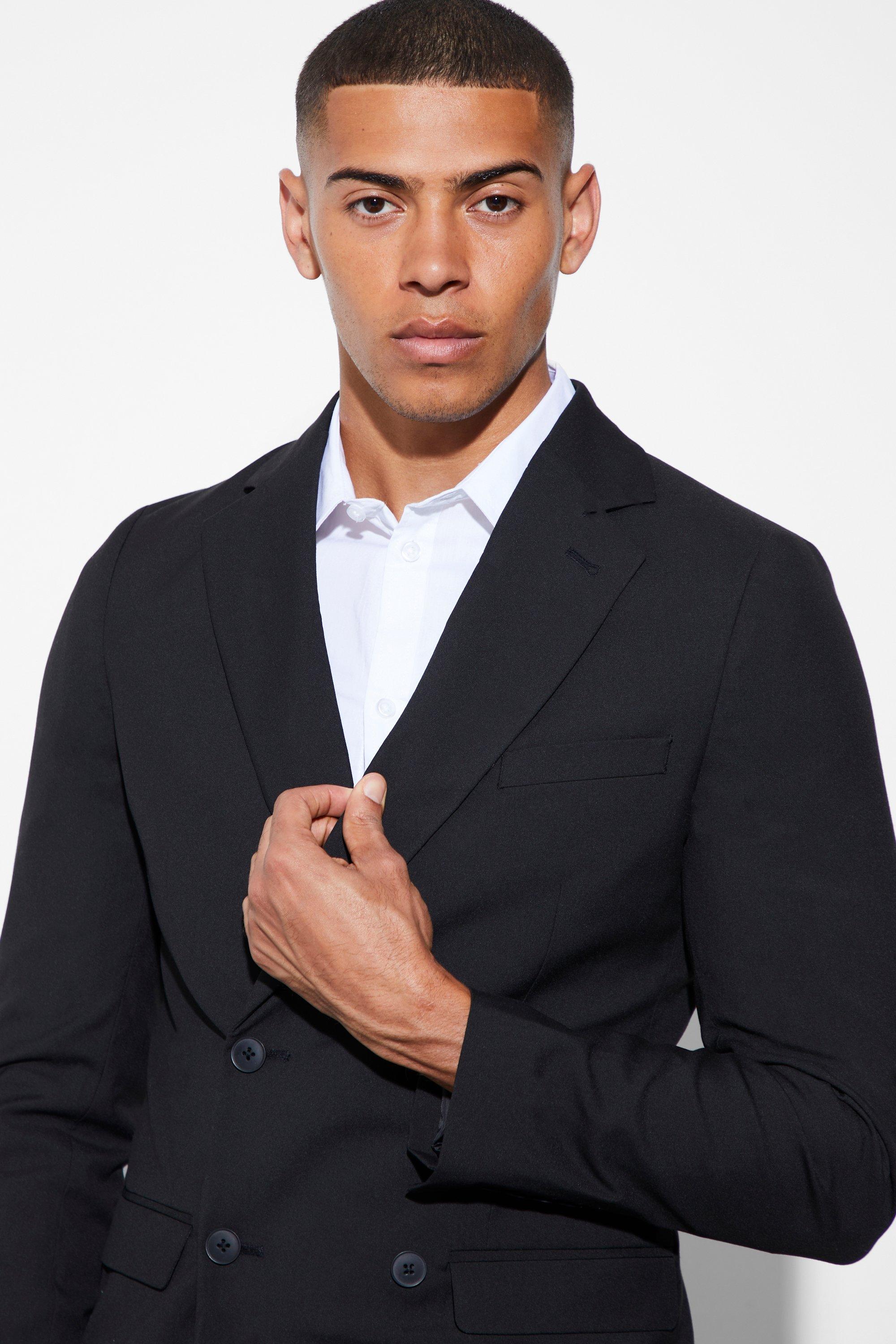 boohoo Men's Slim Double Breasted Suit Jacket