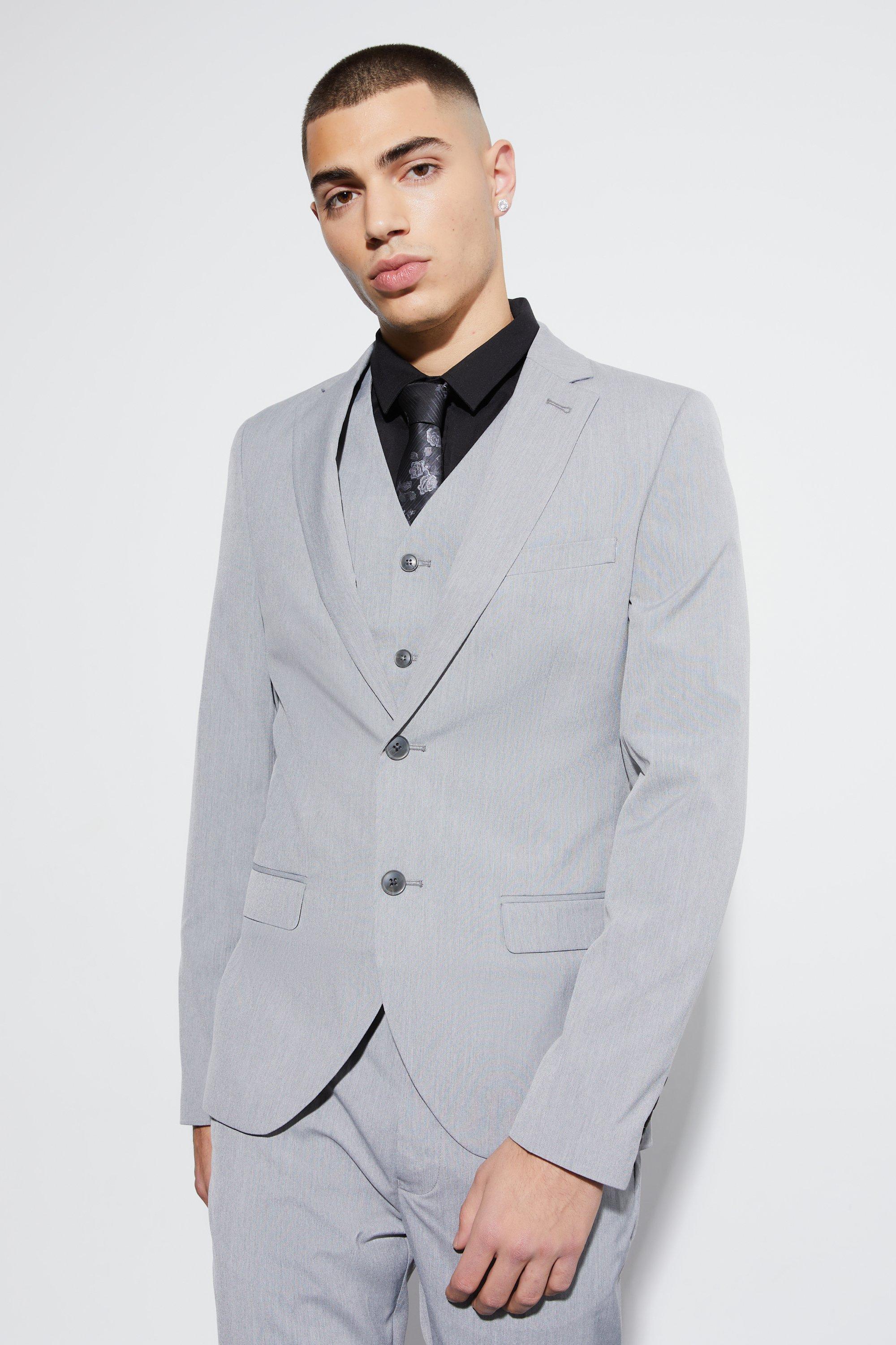 Grey Super Skinny Single Breasted Suit Jacket