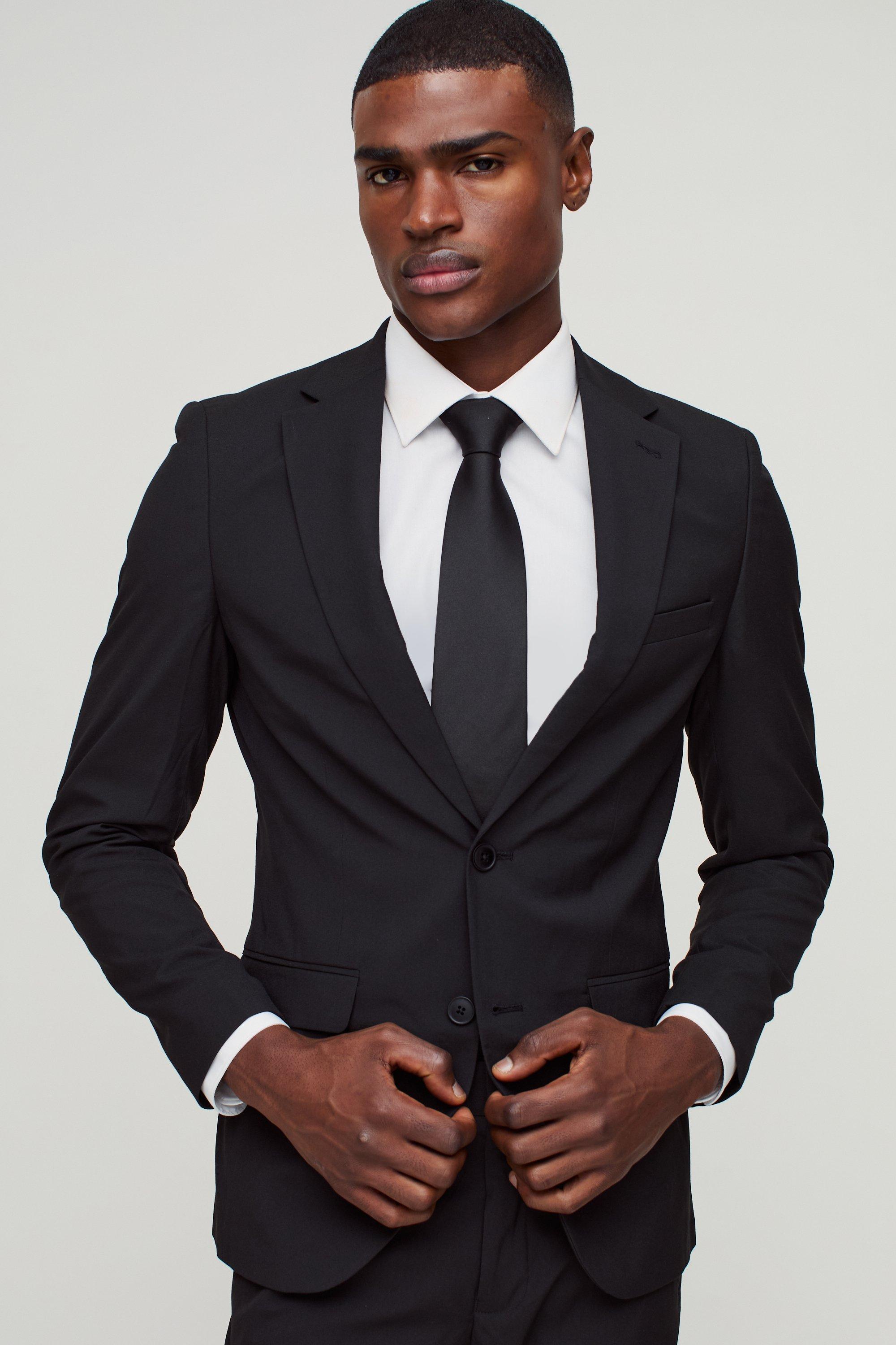 Black Skinny Single Breasted Suit Jacket