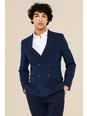 Navy Skinny Double Breasted Suit Jacket