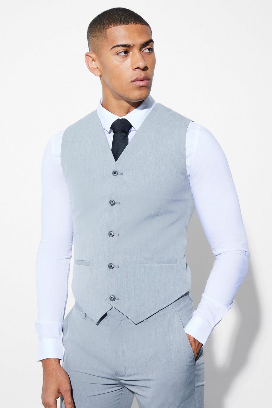 Grey grå Skinny Waistcoat