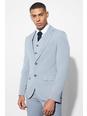 Grey Skinny Single Breasted Suit Jacket