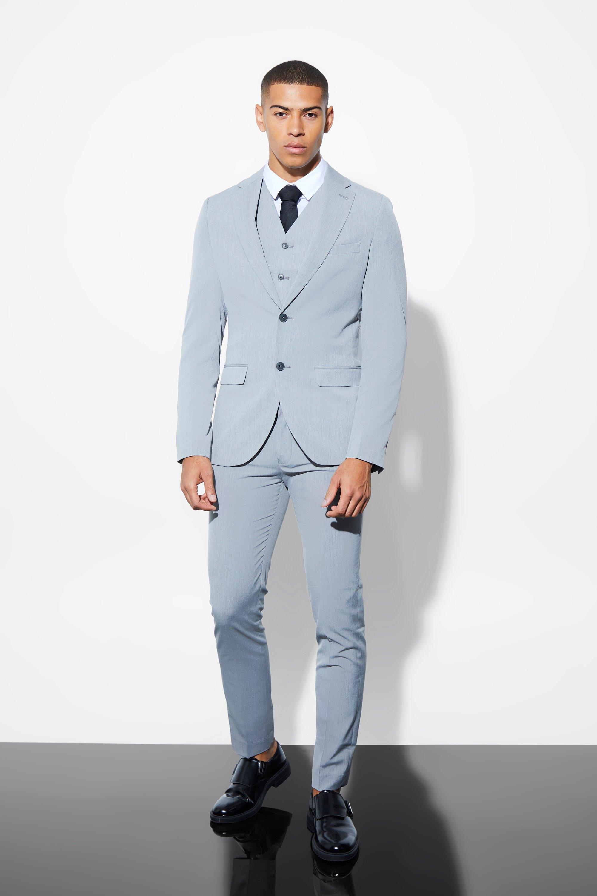 Mens grey hot sale skinny suit