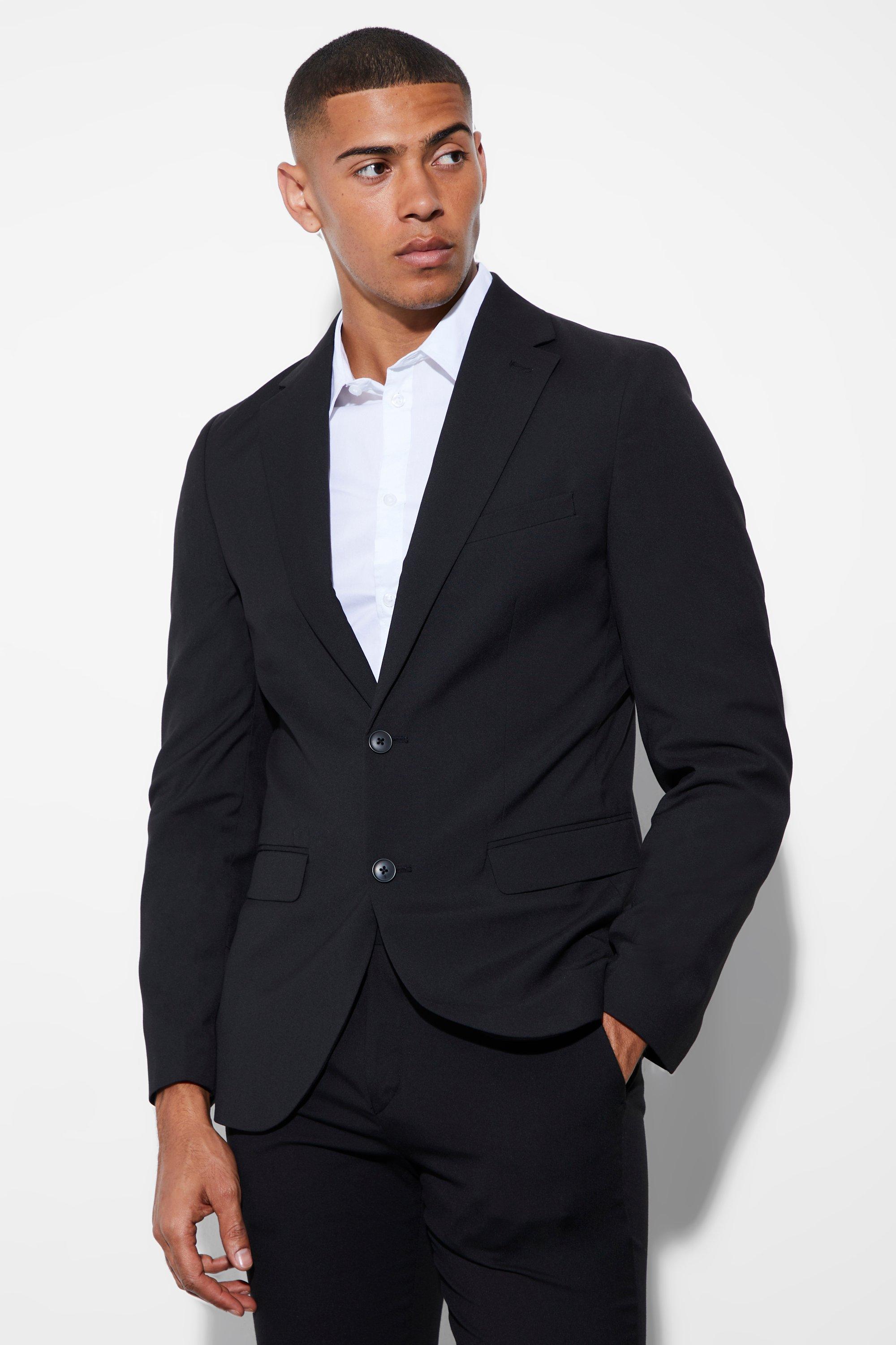 Black Slim Single Breasted Suit Jacket