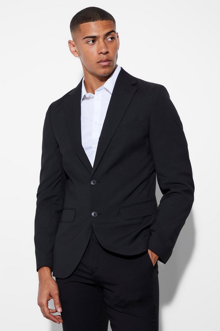 Black Slim Single Breasted Suit Jacket image number 1