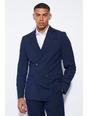 Navy Slim Double Breasted Suit Jacket