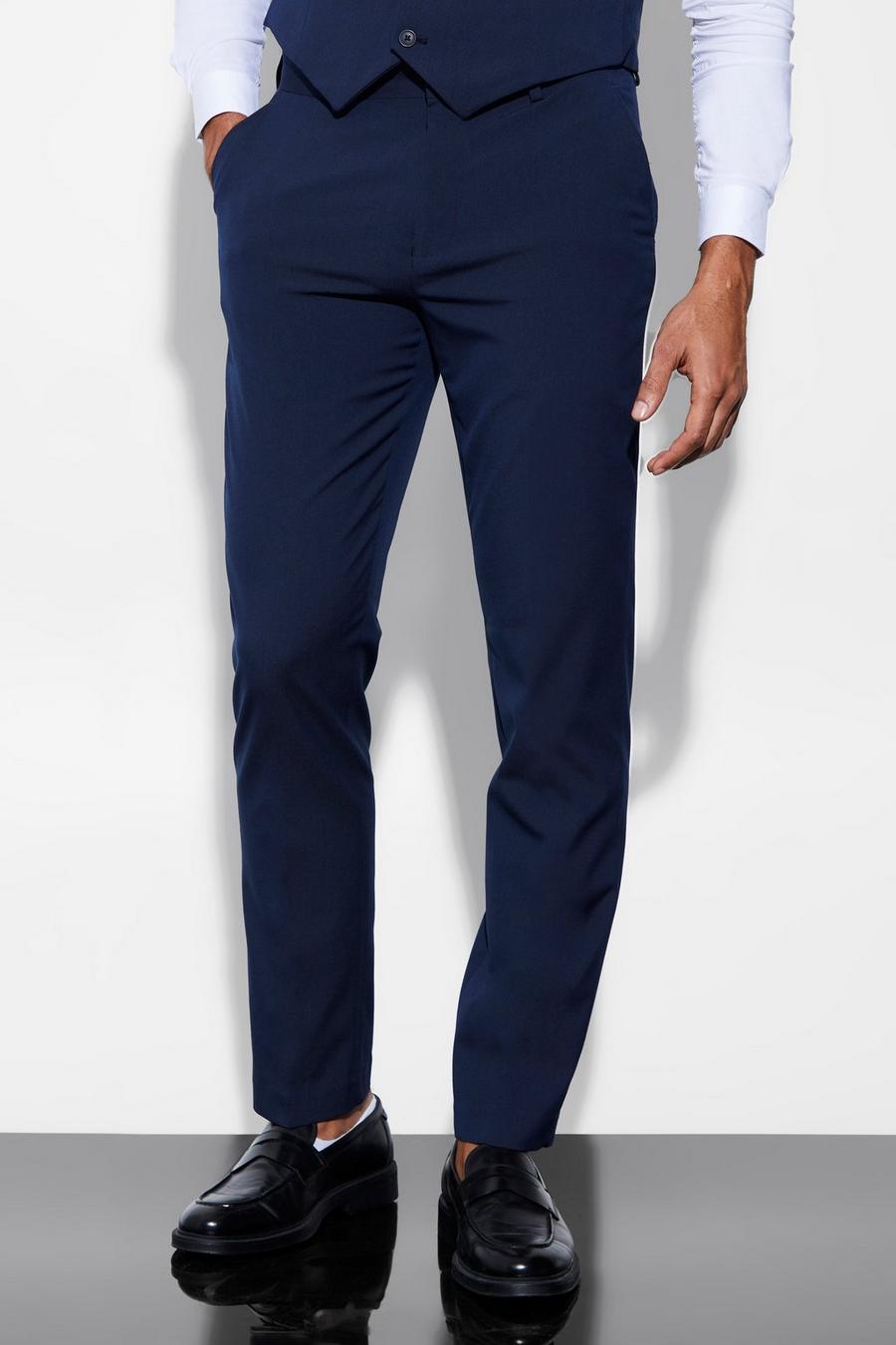 Navy marinblå Slim Suit Trousers