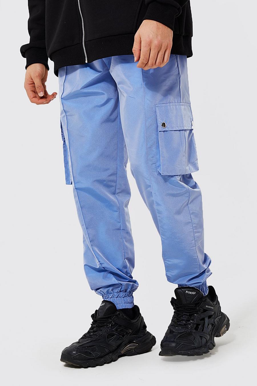 Blue Regular Fit Iridescent Cargo Trouser