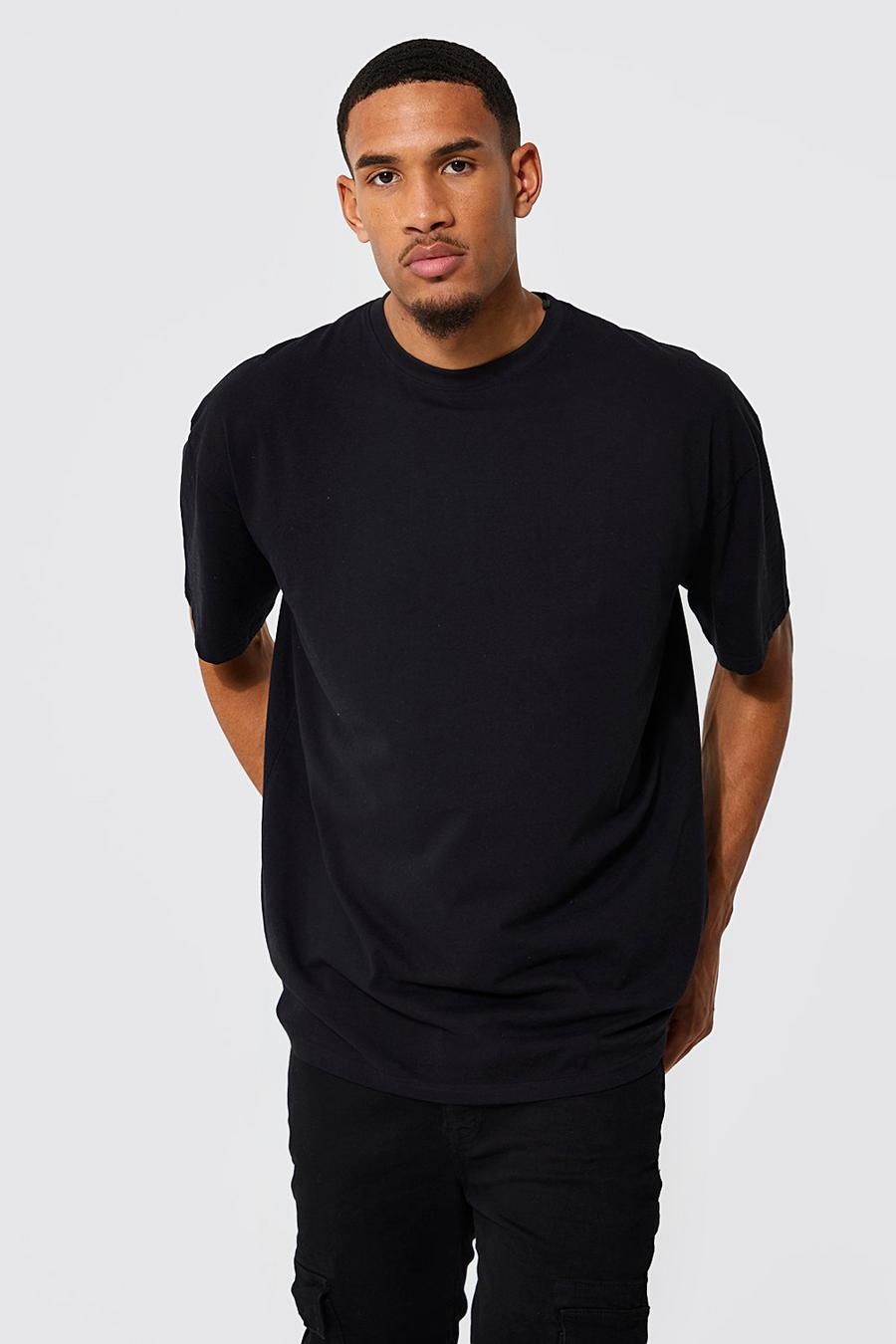 Camiseta Tall holgada básica con algodón ecológico, Black negro