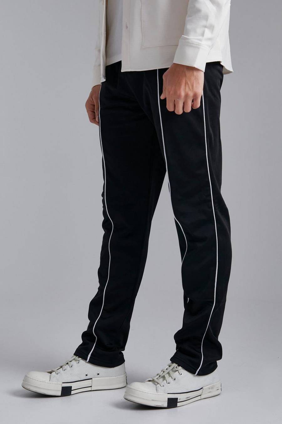 Black Regular Fit Tricot Jogger With Piping image number 1