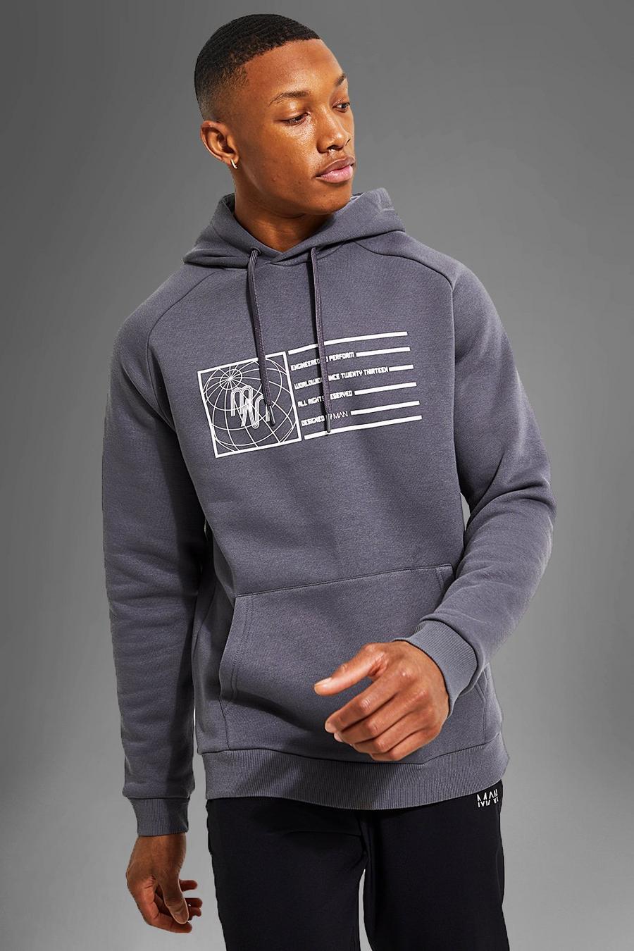 Charcoal Man Active Graphic Print Hoodie image number 1