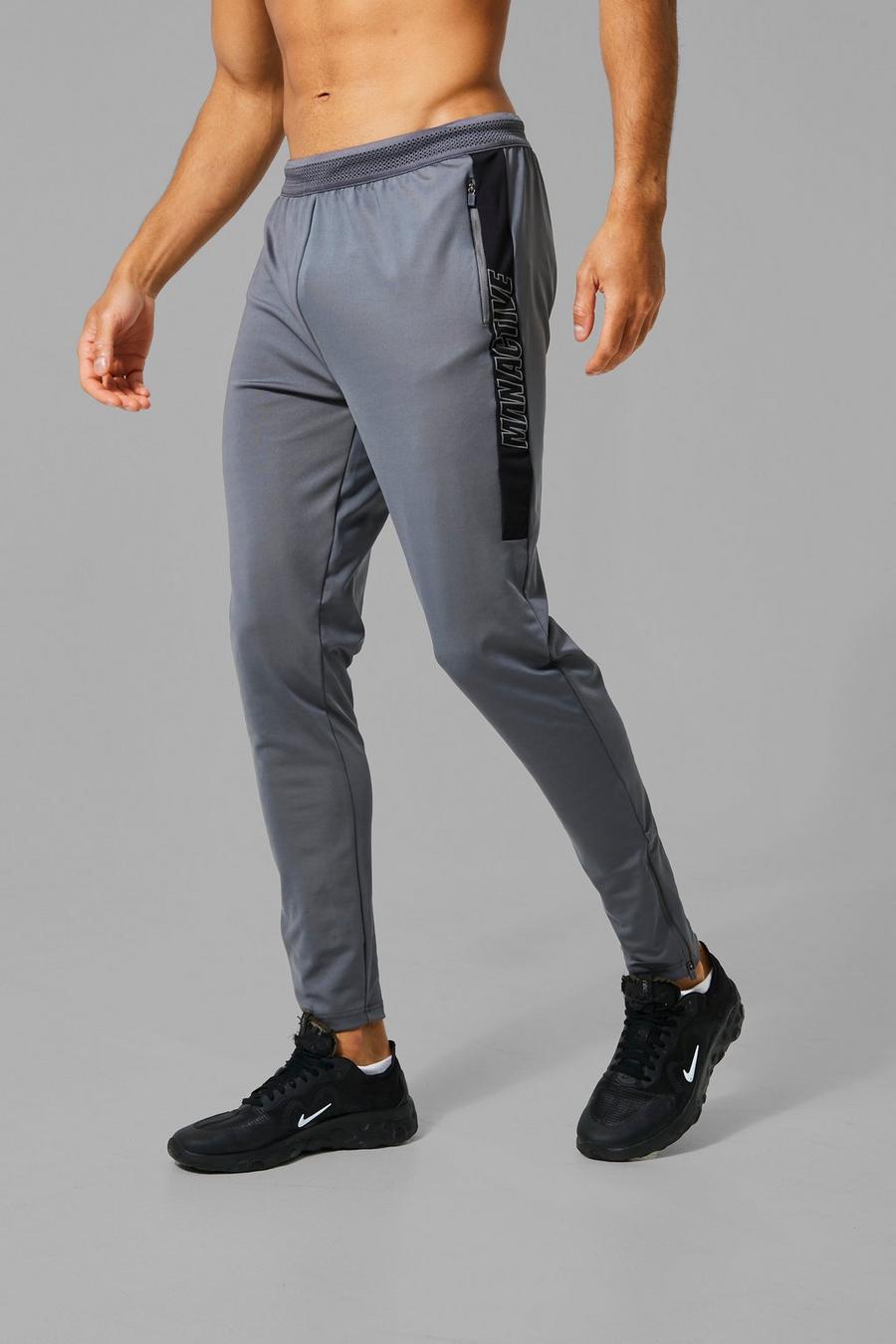 פחם gris מכנסי ריצה ספורטיביים עם הדפס וכיתוב Man