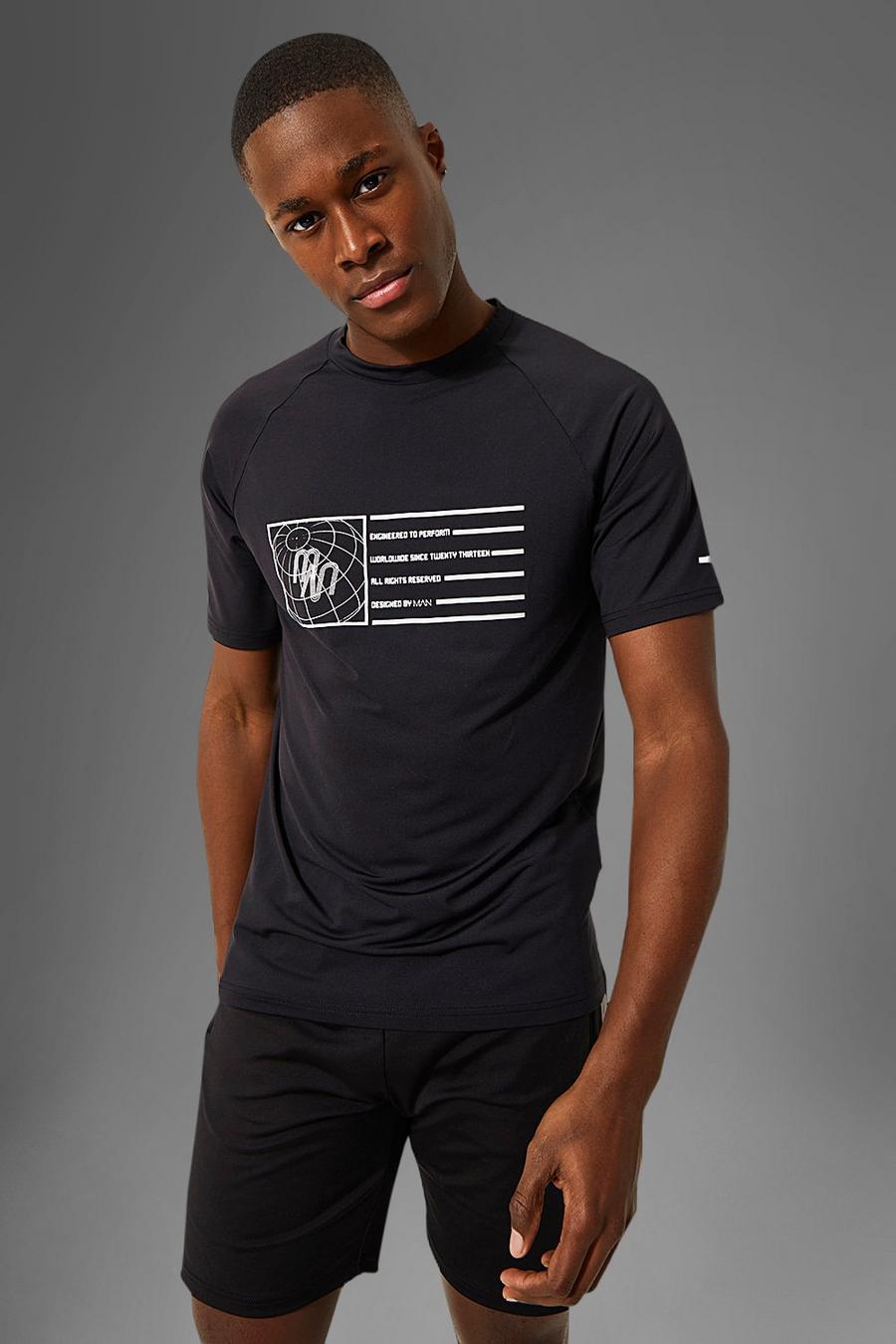 Black noir Man Active Globe T-Shirt Met Print image number 1