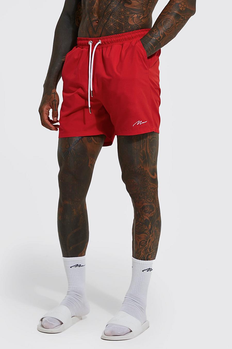 Red Man Signature Mid Length Swim Shorts image number 1