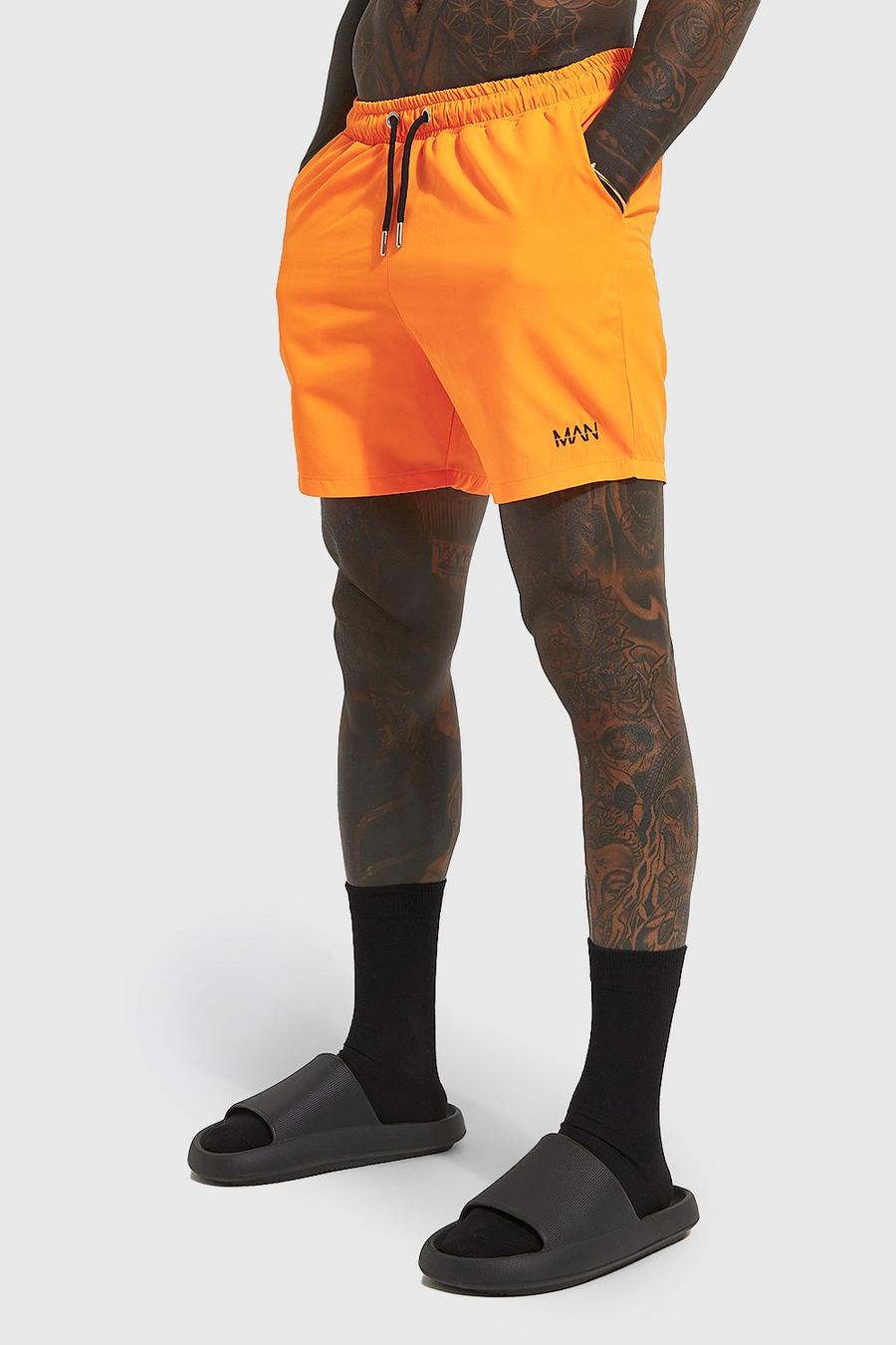Neon-orange Original Man Mid Length Swim Shorts