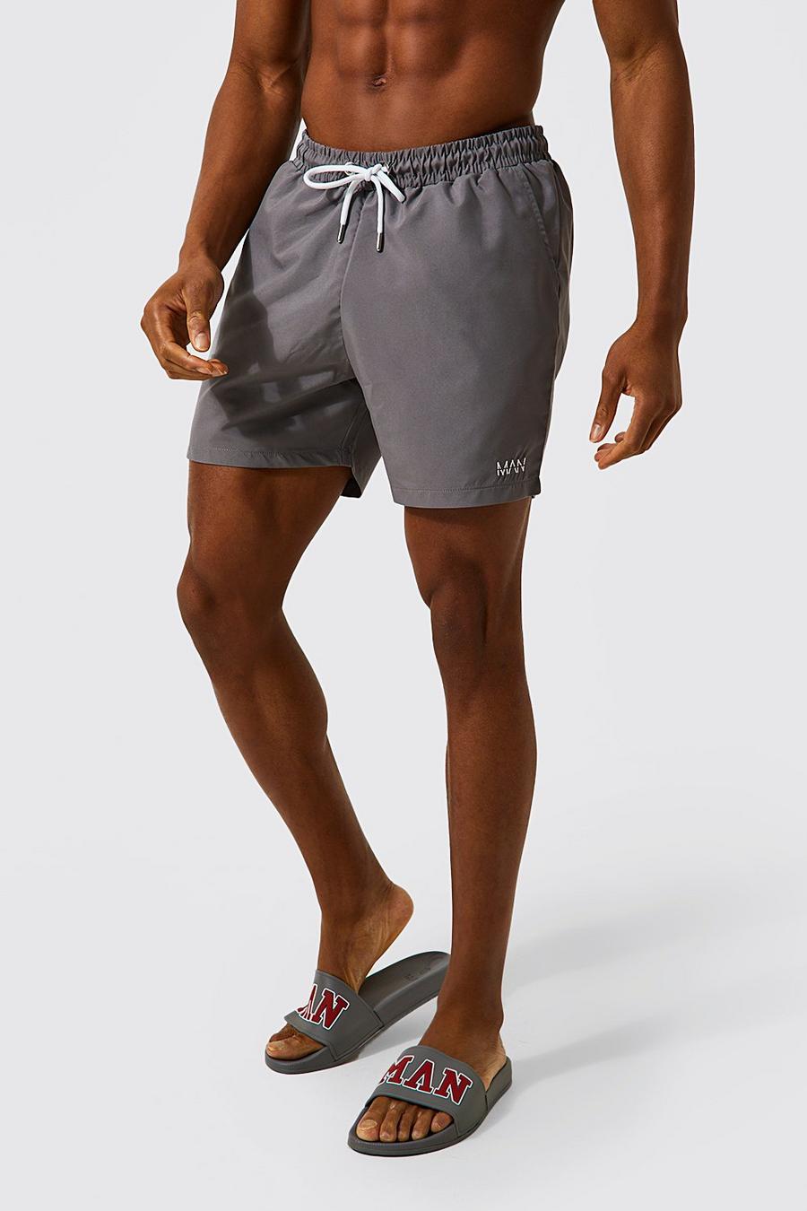Grey Original Man Mid Length Swim Shorts image number 1