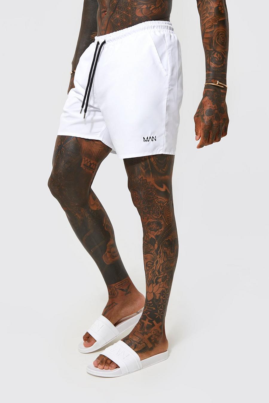 White blanc Recycled Original Man Mid Length Swim Shorts