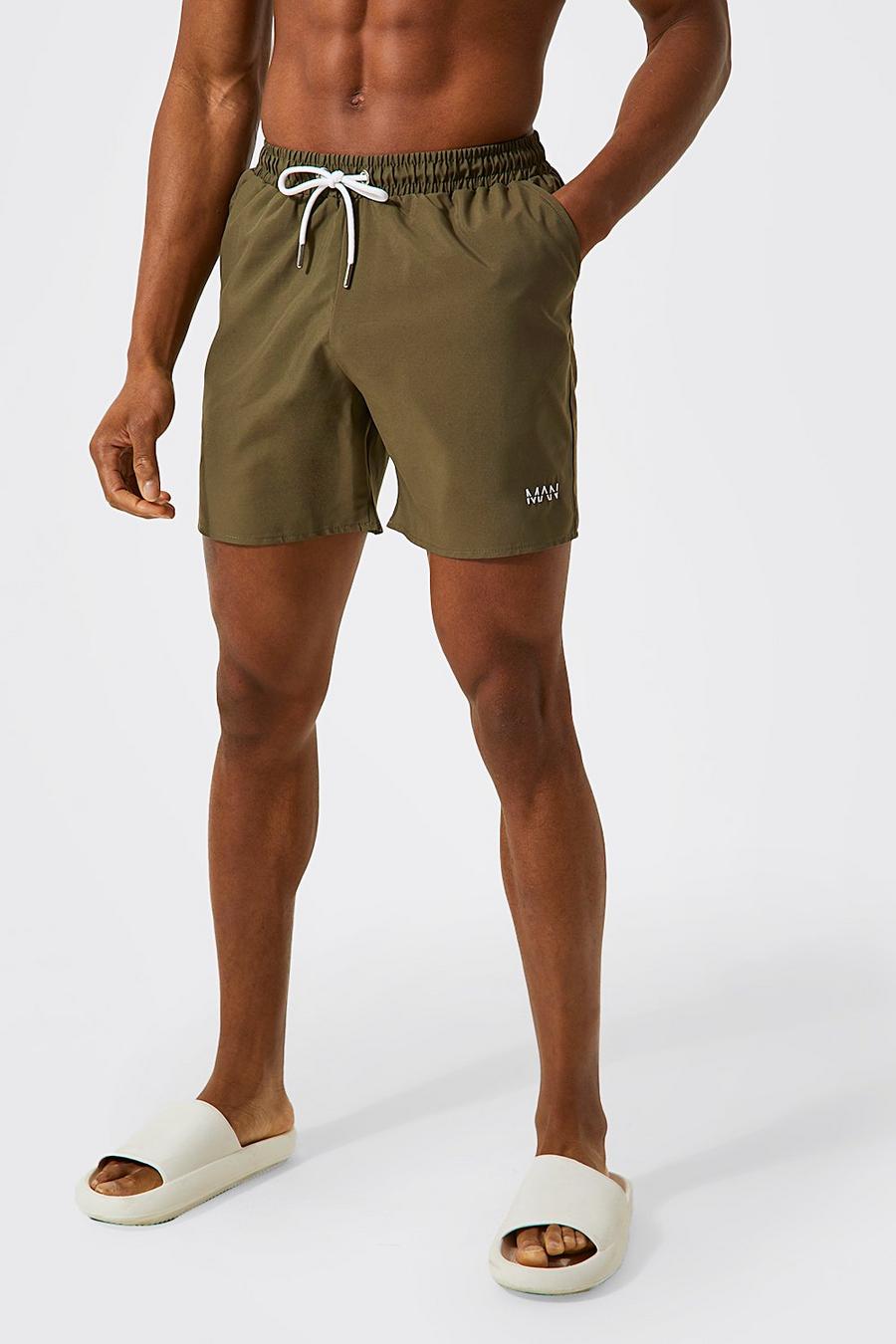 Khaki Original Man Mid Length Swim Shorts image number 1