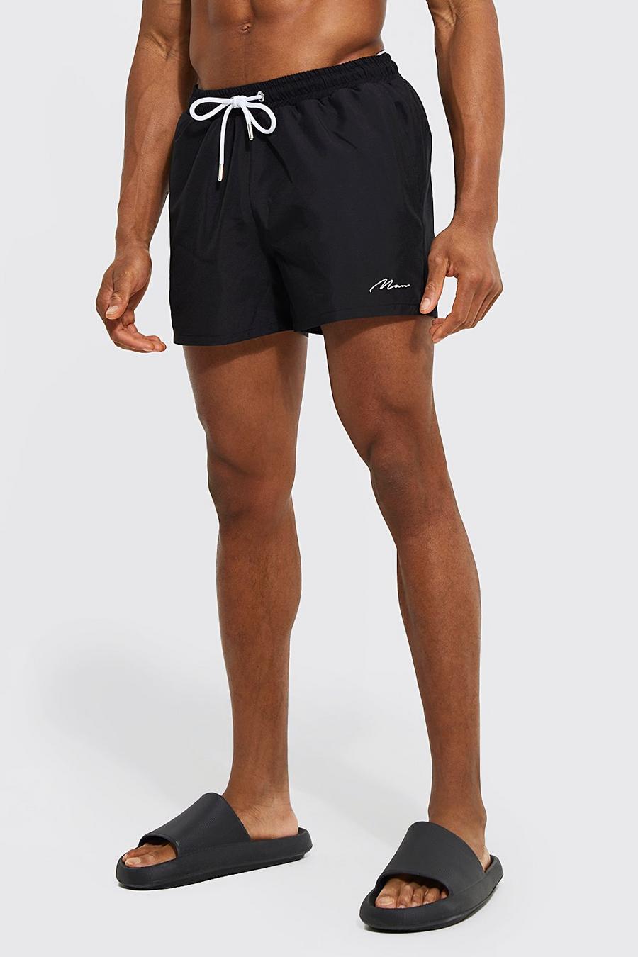 Black Man Signature Short Swim Shorts image number 1