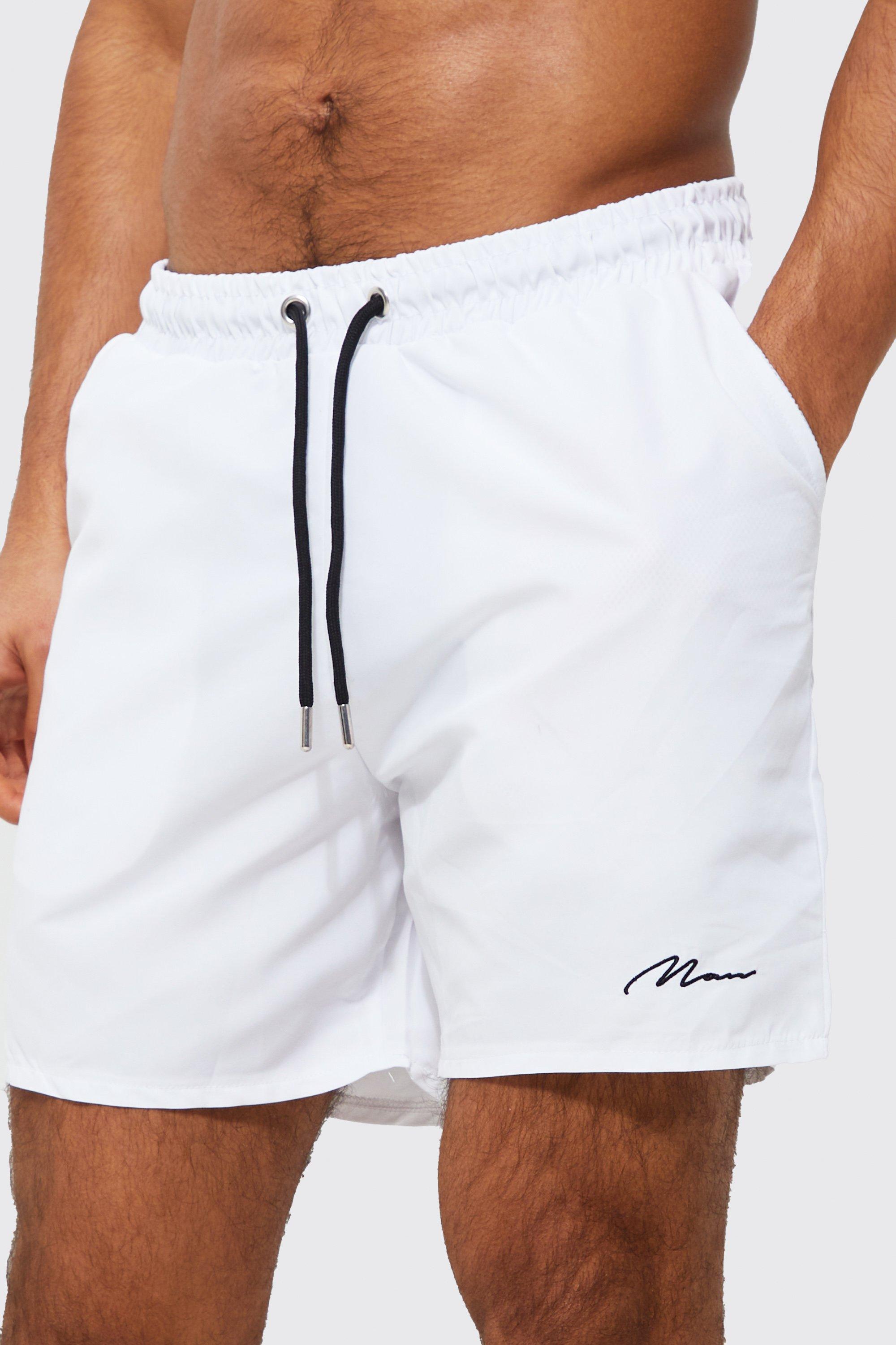 Man Signature 2 Pack Mid Swim Shorts boohoo