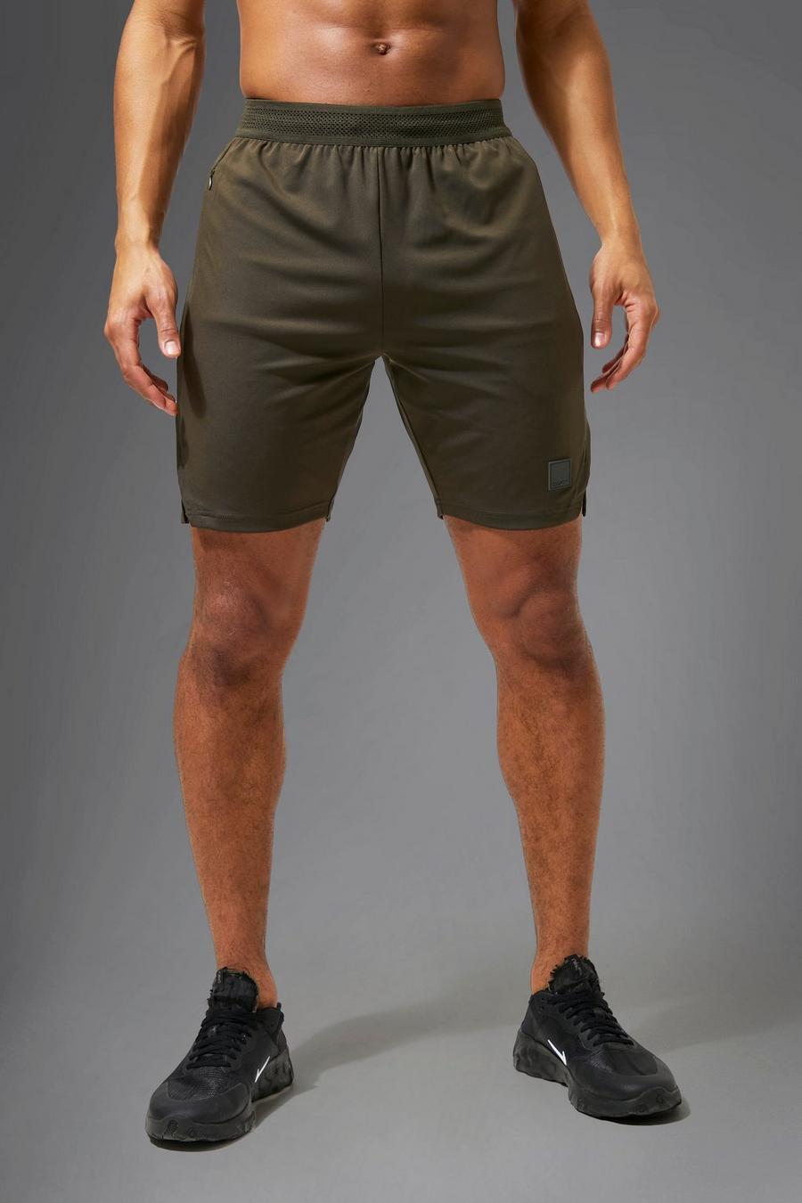 Pantaloncini Man Active per alta performance con spacco sul fondo, Khaki image number 1