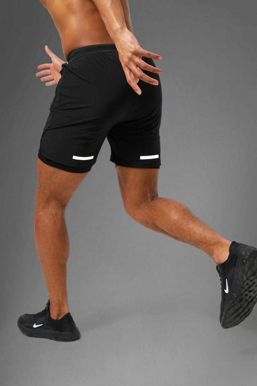 Black schwarz Man Active Performance 2-in-1 Shorts