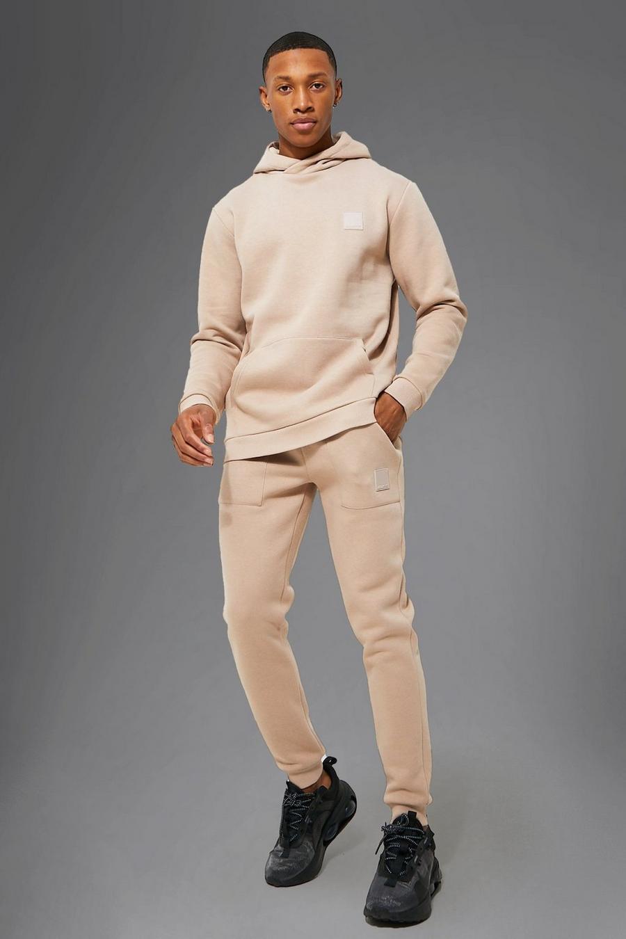 Taupe Man Active Hooded Tracksuit image number 1
