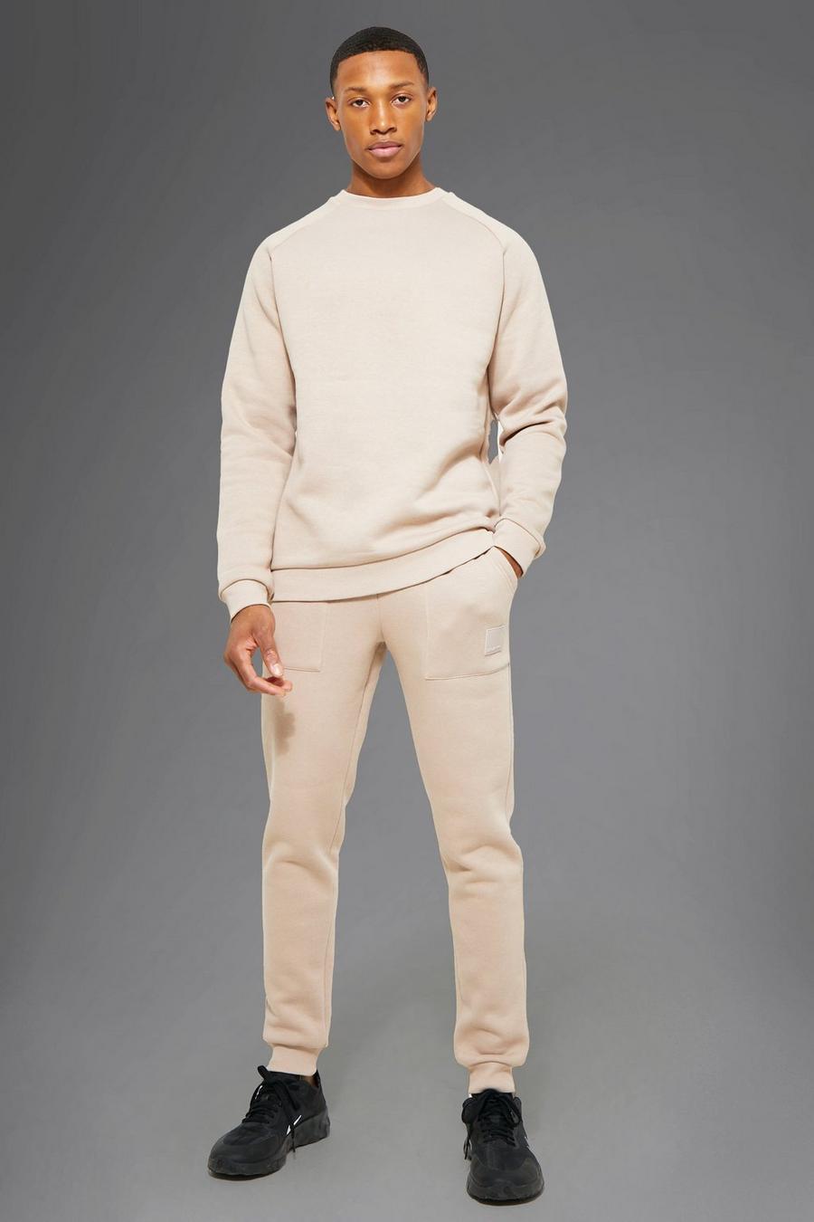 Taupe Man Active Sweater Tracksuit  image number 1