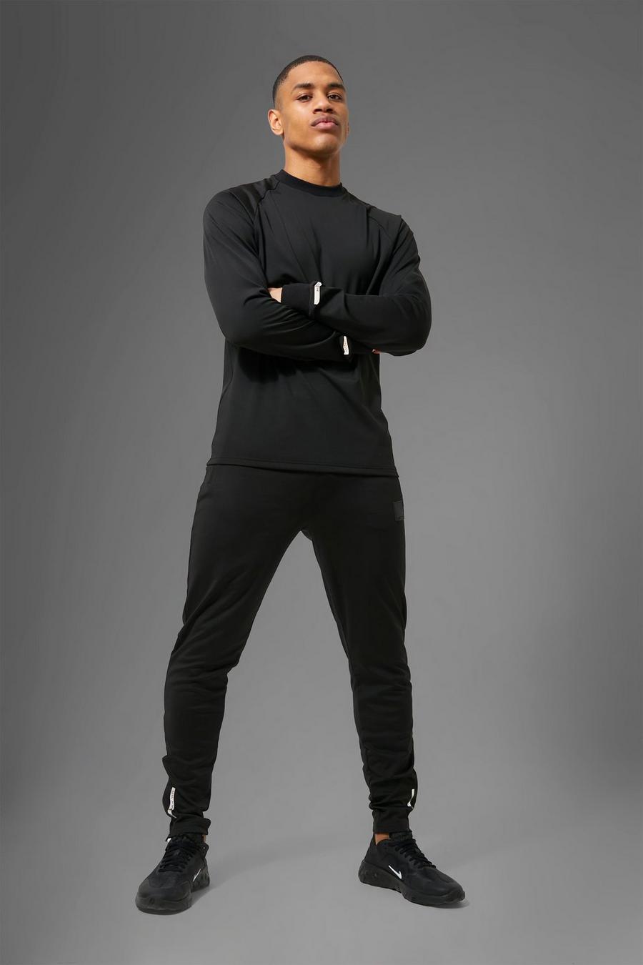 שחור negro חליפת טרנינג סווטשירט לחדר הכושר עם כיתוב Man Active image number 1