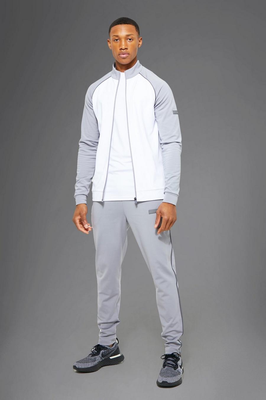 Grey Man Active Block Piping Funnel Neck Tracksuit image number 1