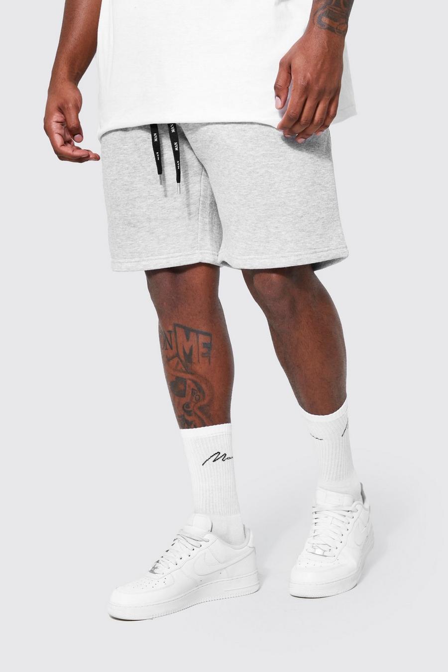 Pantaloncini Plus Size in jersey con laccetti con logo Man, Grey marl grigio