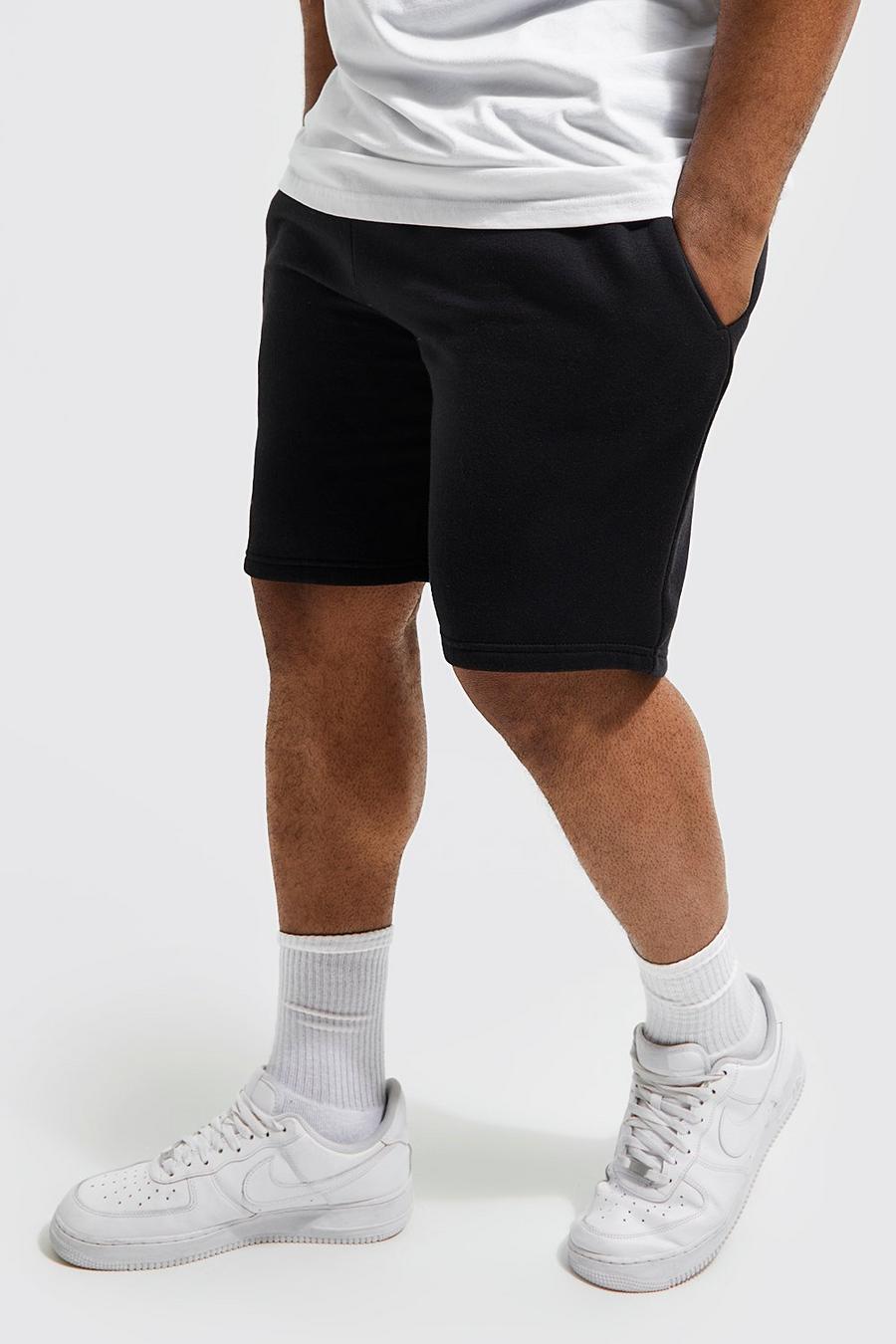 Plus Jersey Shorts mit Man-Kordelzug, Black noir