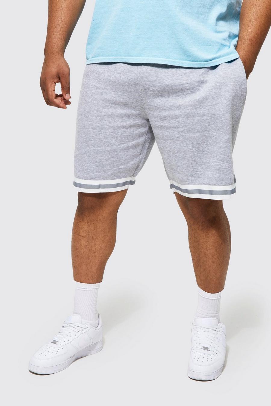 Grey marl Plus Basketball Jersey Short With Tape image number 1
