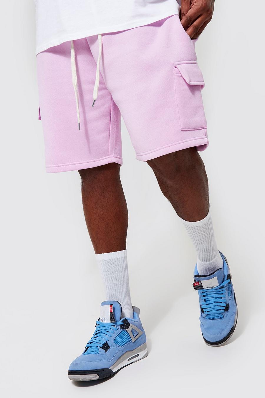 Pantalón corto Plus cargo de tela jersey con cordón elástico, Dusky pink rosa