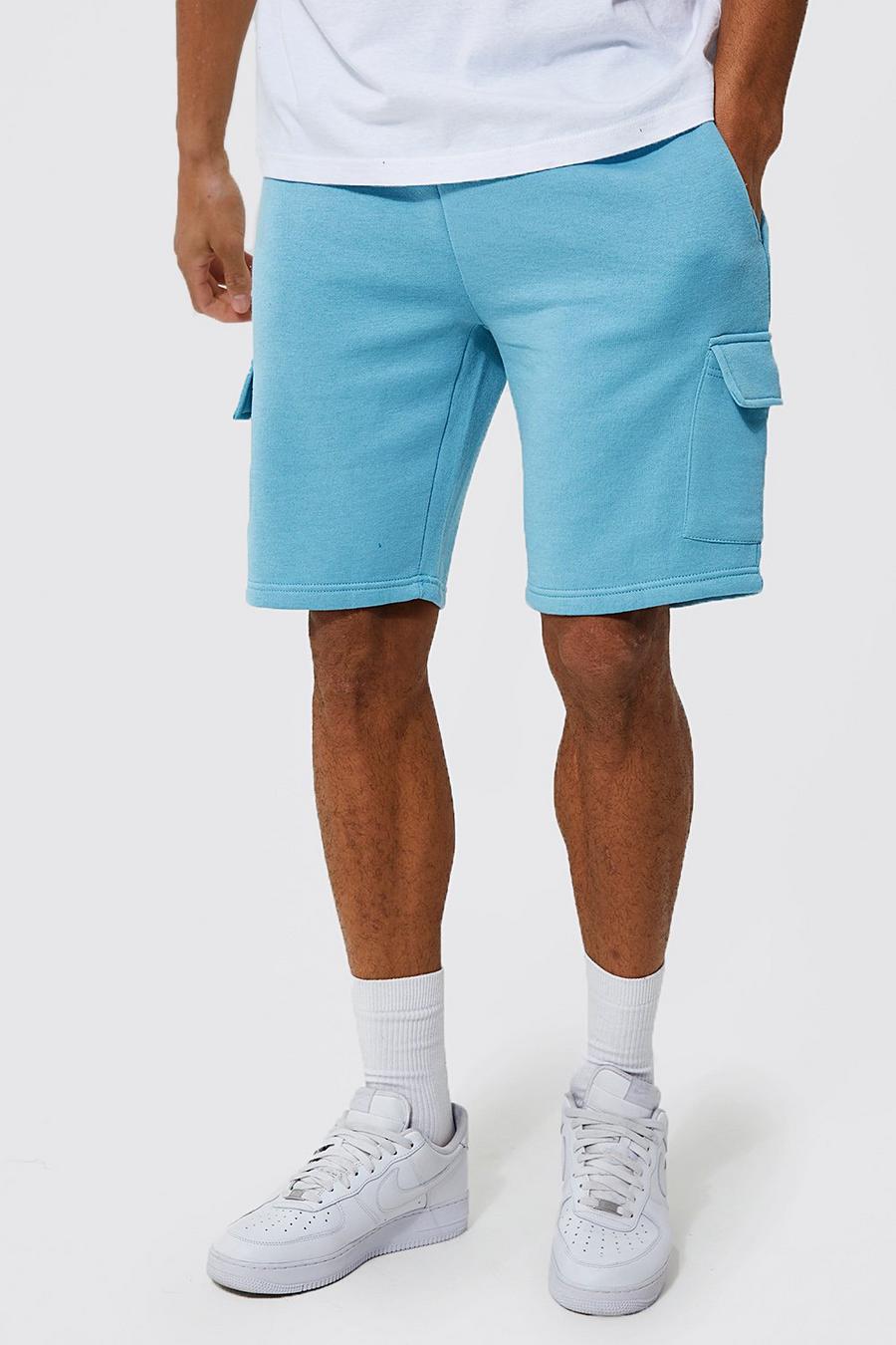 Light blue Tall Middellange Jersey Cargo Shorts