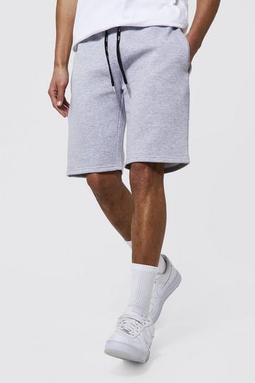 Grey Tall Jersey Shorts With Man Drawcords