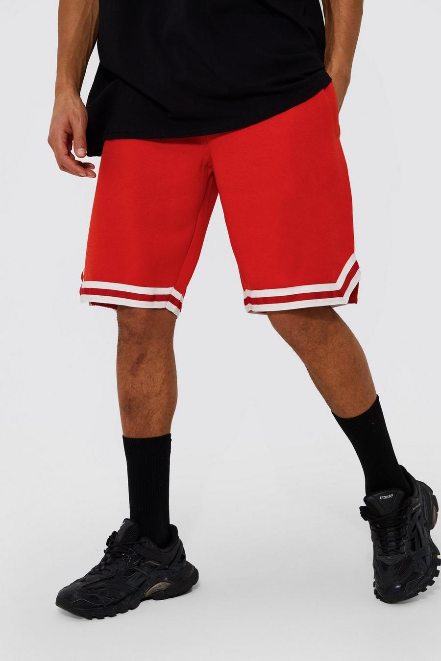 Tall Basketball Jersey-Shorts mit Streifen, Red image number 1