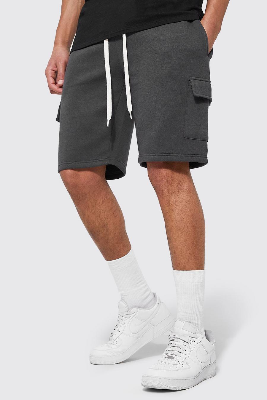 Tall - Short cargo à poches en jersey à cordons de serrage, Charcoal image number 1