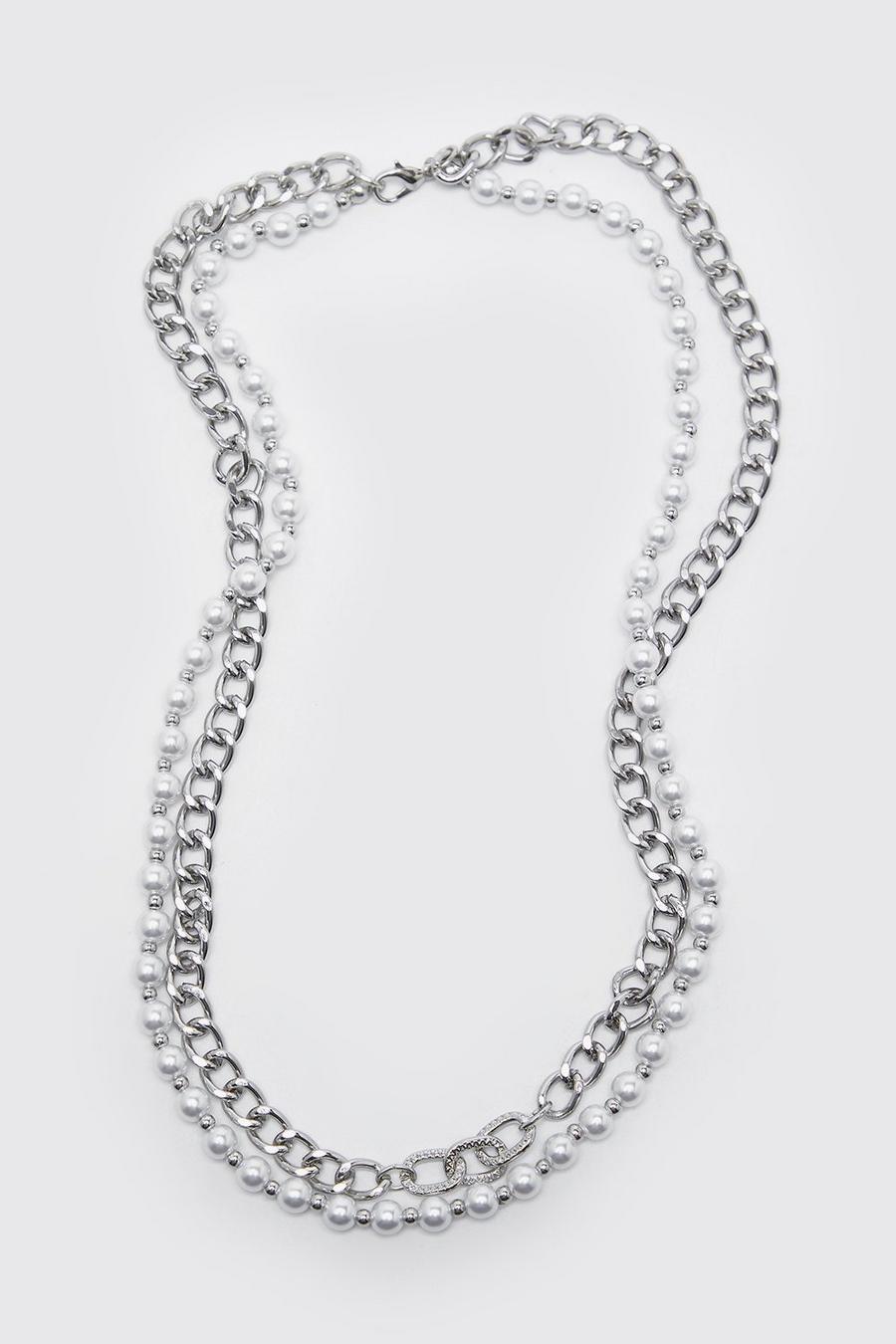 Multi Double Layered Peal Necklace Clasp Detail image number 1
