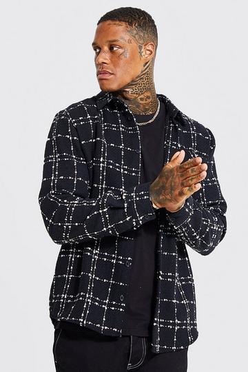 Heavyweight Textured Check Overshirt black