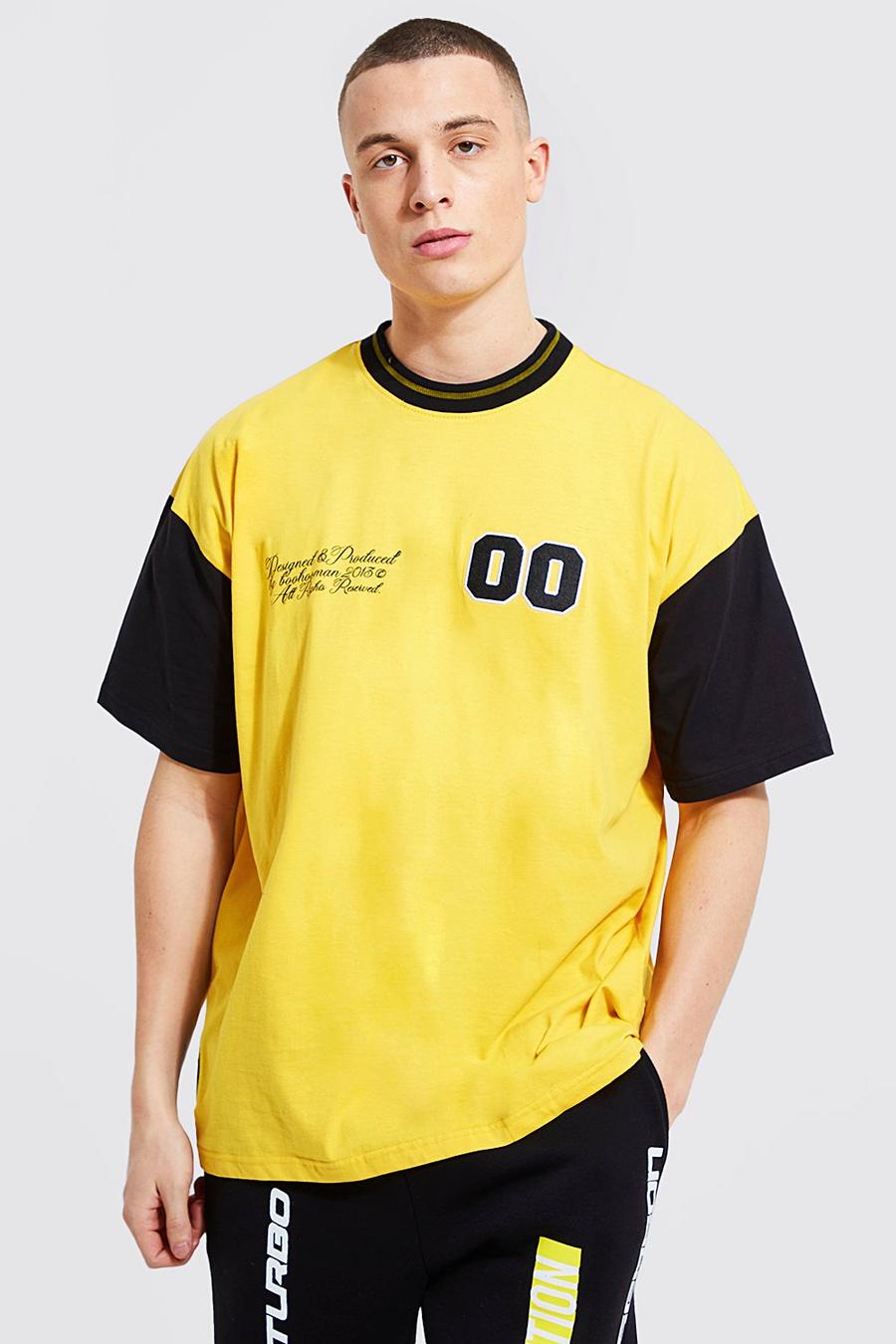 Yellow Oversized Applique Varsity T-shirt image number 1