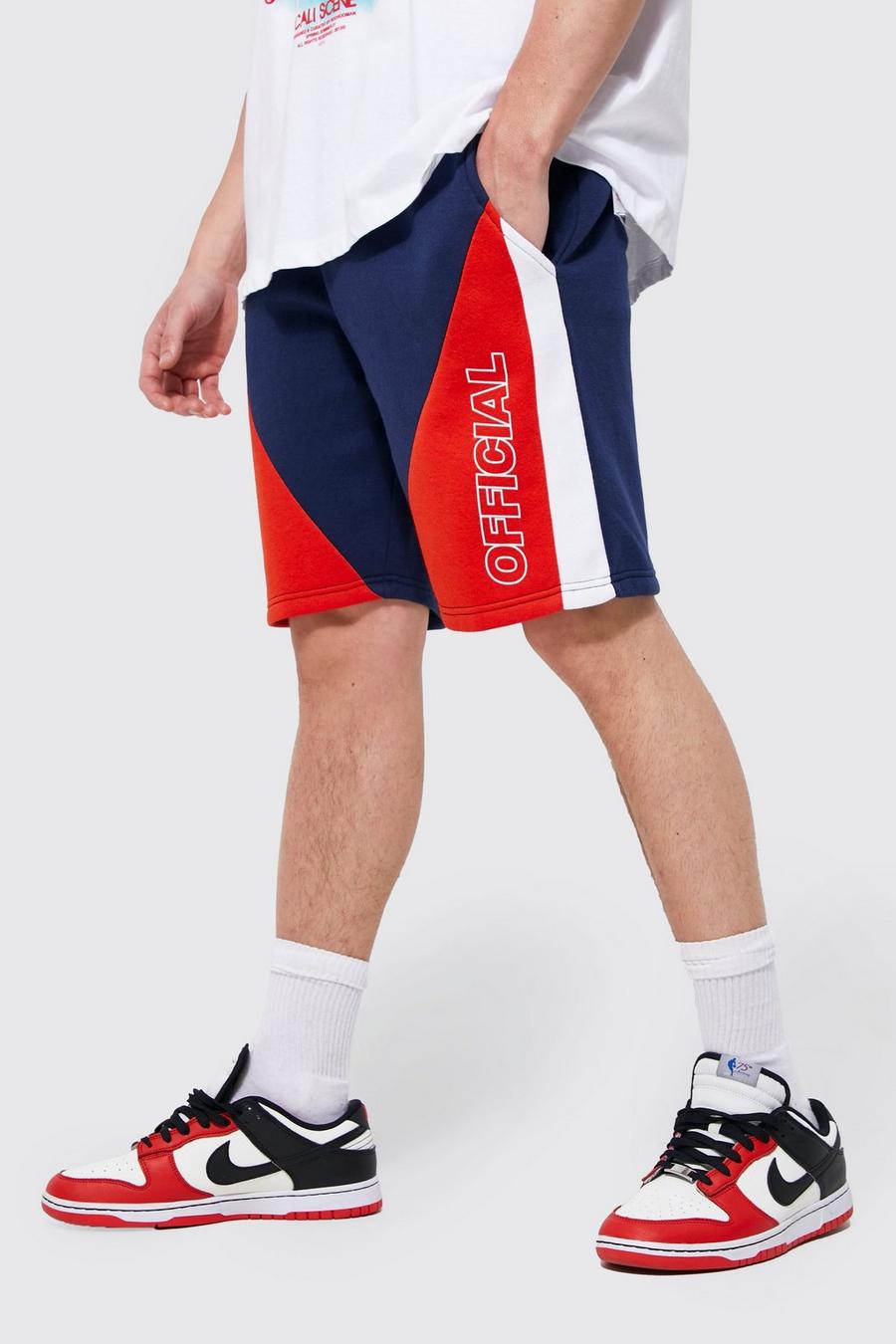 Navy marine Loose Fit Official Colour Block Shorts