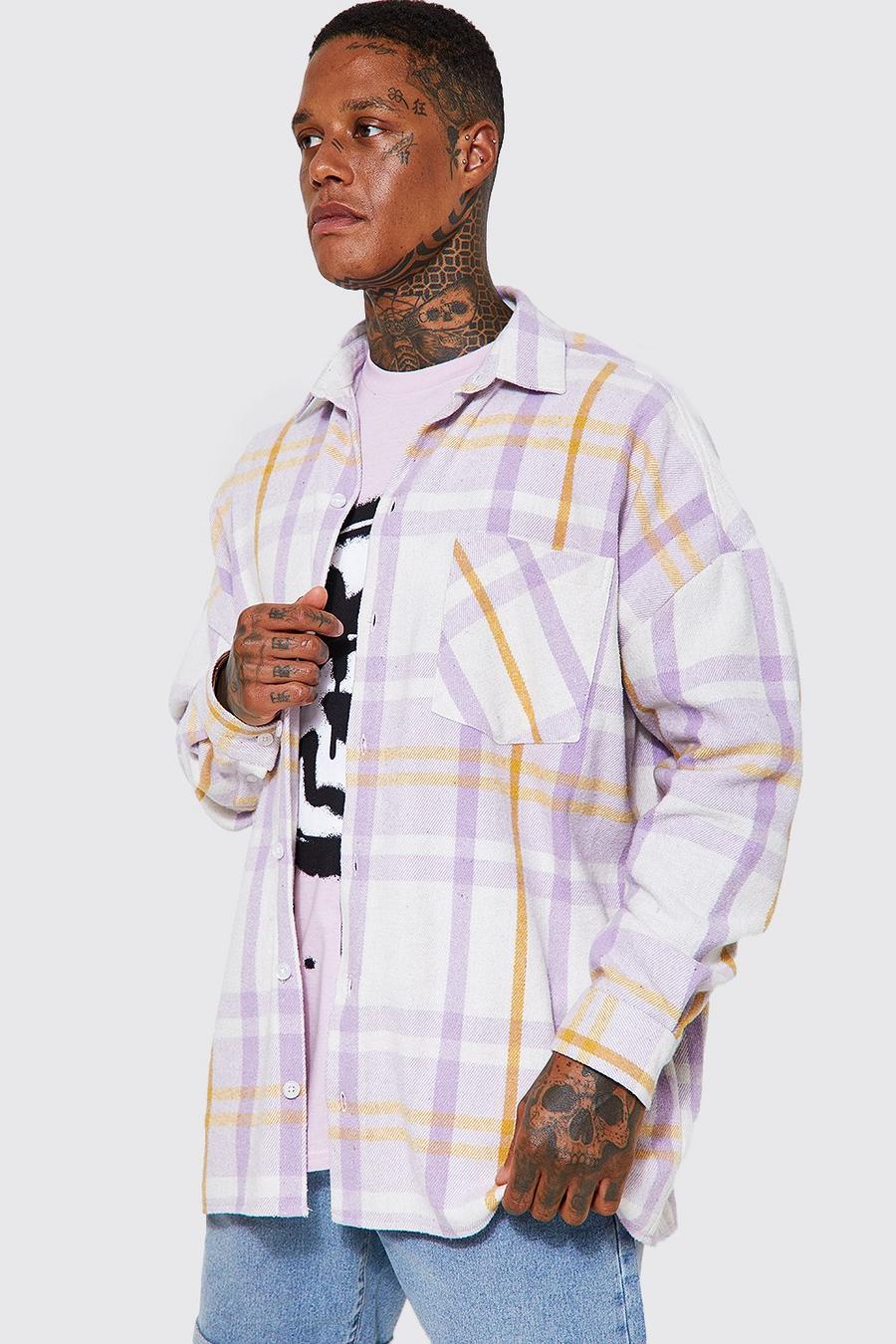 Lilac Heavyweight Oversized Check Overshirt  image number 1