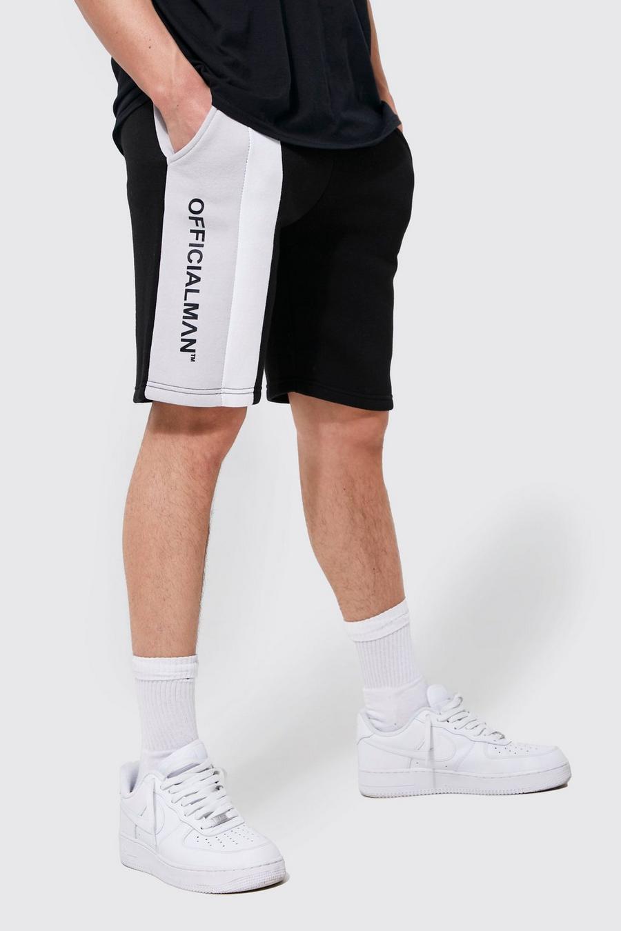 Black Slim Mid Official Colour Block Jersey Shorts image number 1