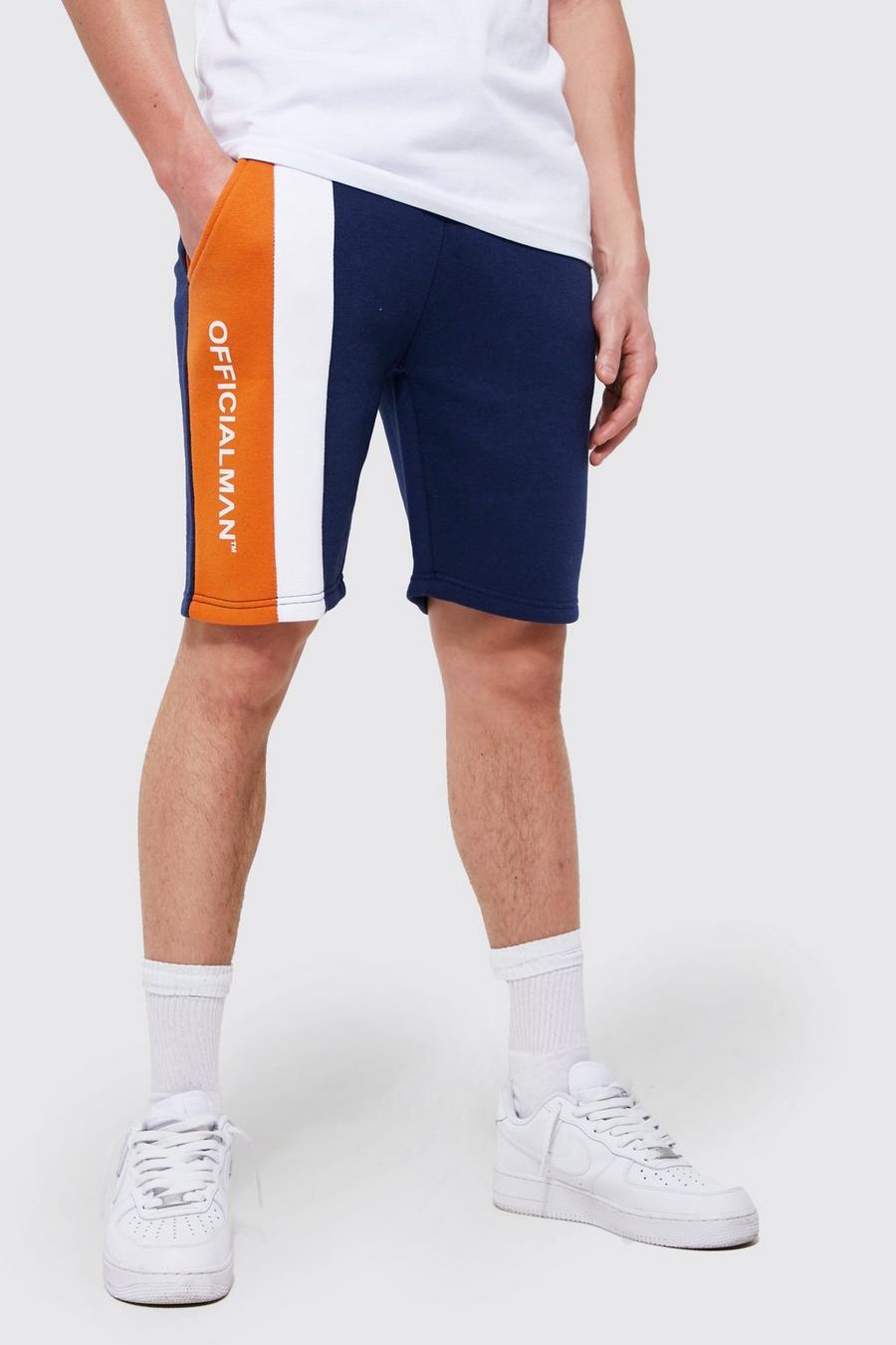 Navy Slim Mid Official Colour Block Jersey Shorts image number 1