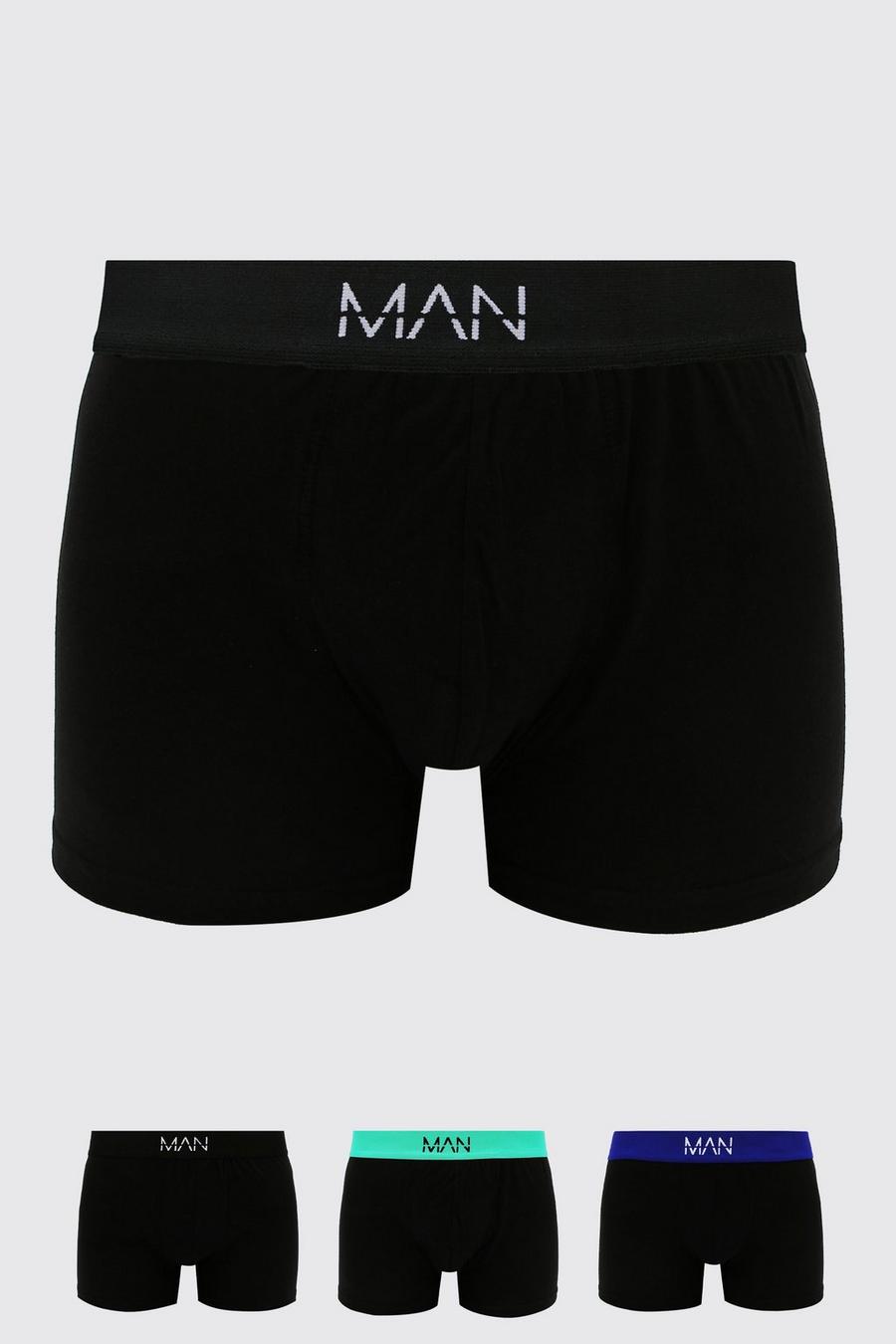 Black Contrast Man Dash Waistband 3 Pack Classic Boxer image number 1