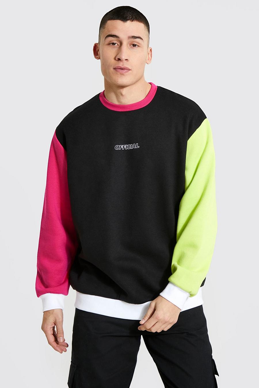 Pink Oversized Official Colour Block Sweatshirt